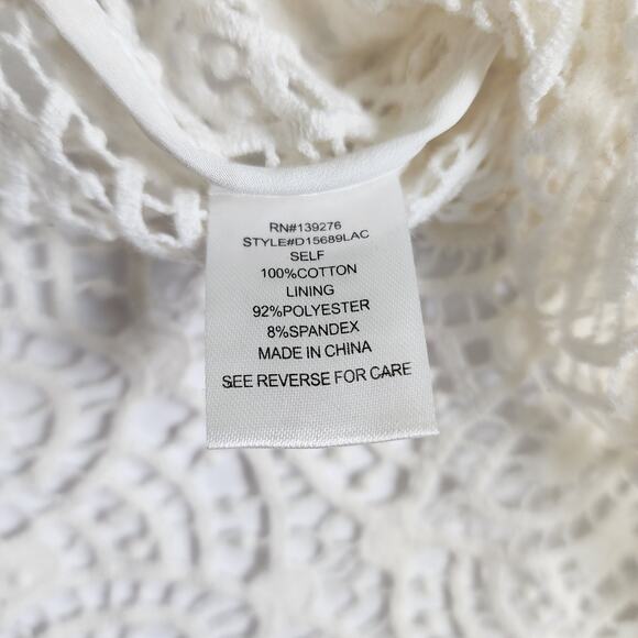 Daniel Rainn Womens Crochet Lace Blouse Size XS White Sheer Bohemian Cottage - Picture 7 of 10